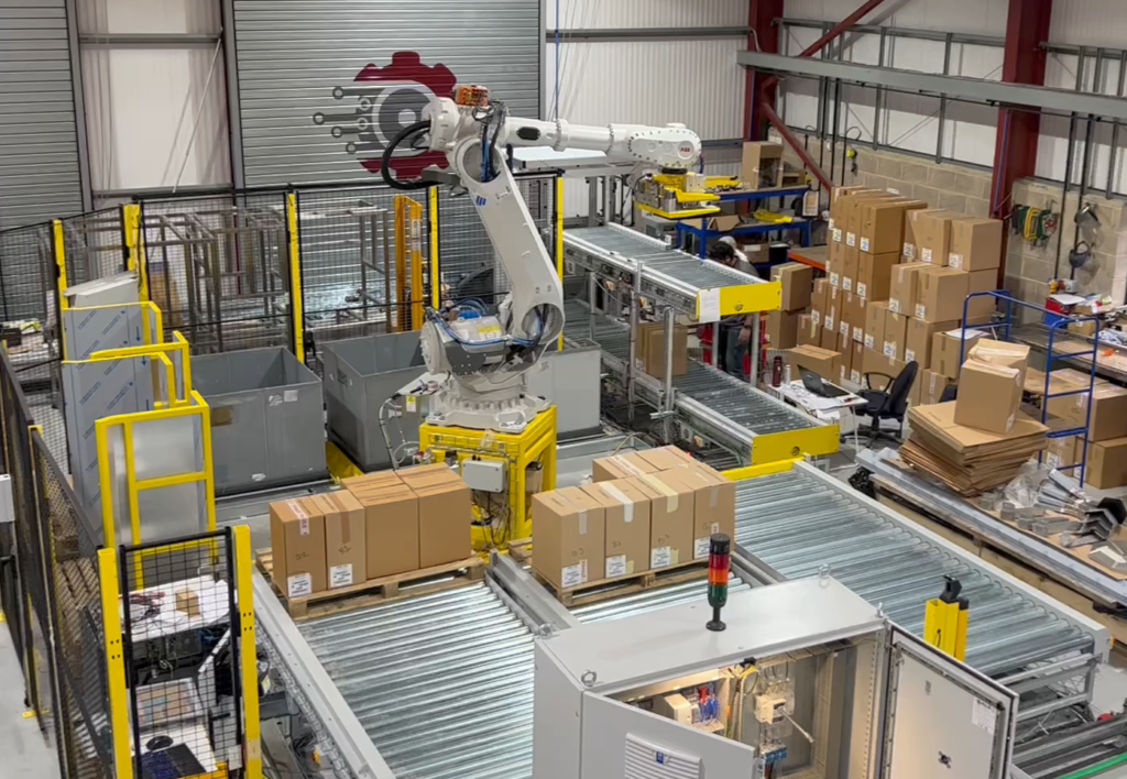 Robotic container sorter and cardboard box palletizer